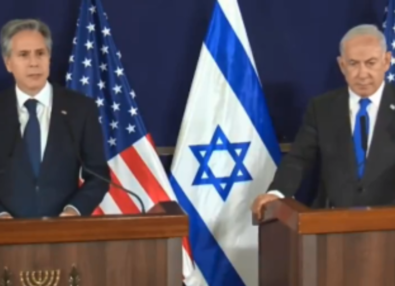 Antony Blinken, secretario de Estado de EE.UU. en Tel Aviv, Israel. FOTO: CAPTURA DE PANTALLA.