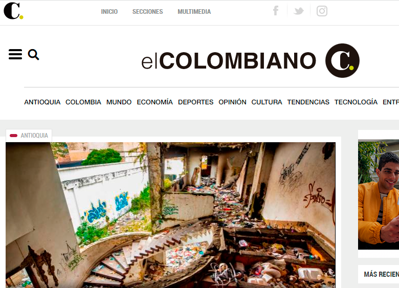 EL COLOMBIANO lleva 110 años circulando por los hogares y empresas antioqueñas. FOTO: CAPTURA DE PANTALLA
