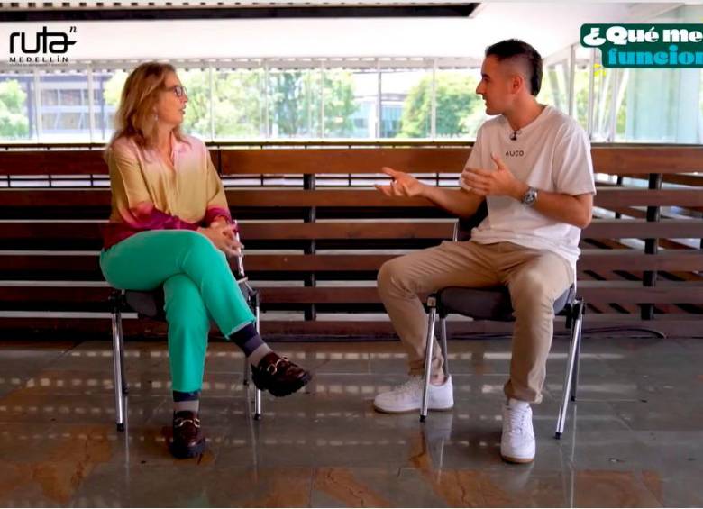 Santiago Montoya, cofundador de AUCO, en entrevista con la directora de EL COLOMBIANO, Luz María Sierra. FOTO EL COLOMBIANO