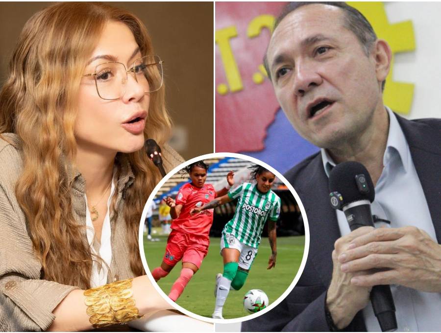 El origen de la disputa radica en el Reglamento 2026 emitido por la Dimayor. Según Juvinao, este documento institucionaliza una desigualdad profunda entre las ligas masculina y femenina. FOTO: Colprensa y Tomada de redes sociales @CathyJuvinao y @AntonioSanguino