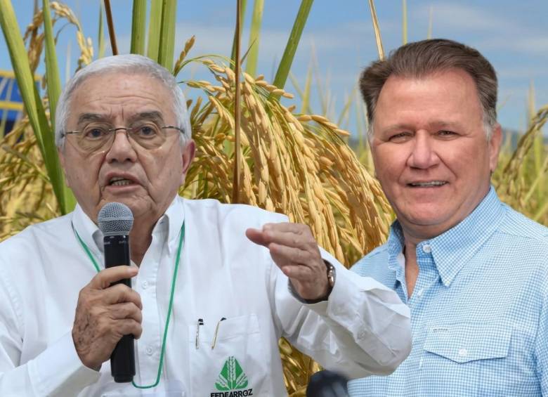 Presidente de la junta directiva de Fedearroz, César Augusto Saavedra; y el ministro de Agricultura, Indalecio Dangond. Foto: Cortesía y montaje