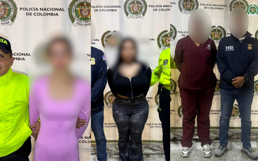 Capturaron a siete personas, quienes contactaban a las víctimas dentro de su propio entorno familiar o vecinal y las engañaban para producir contenido explícito que luego era comercializado en Estados Unidos. FOTOS: Fiscalía General de la Nación.