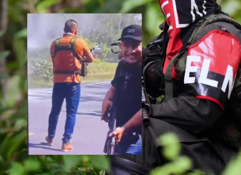 Guerrilleros del ELN que atacaron el vehículo del senador Jairo Castellanos. FOTO: AFP