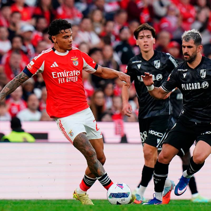 El colombiano Richard Ríos fue el mejor del Benfica en la victoria 3-0 ante Vitoria Guimaraes, por la fecha 27 de la Liga de Portugal. FOTO: GETTY
