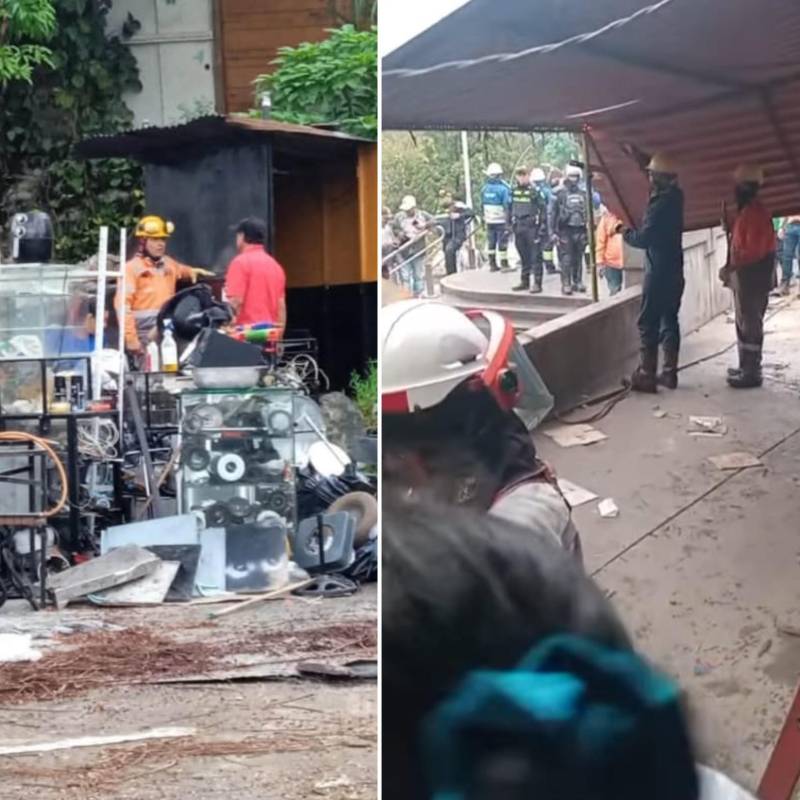 Desmontaron 12 casetas ubicadas en la plazoleta de la estación Caribe del metro de Medellín. FOTOS: Tomadas de Facebook @Morrodemoravia