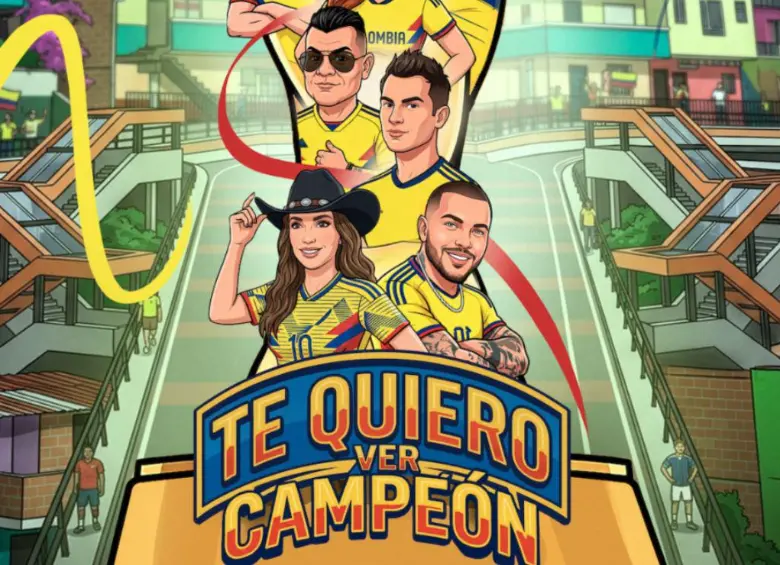 Artistas de música popular colombiana durante grabación de video musical inspirado en la Selección y la cultura futbolera. FOTO: Cortesía