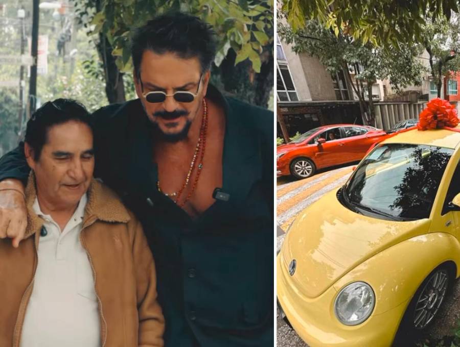 Ricardo Arjona, Pocho y el volskwagen amarillo que el taxista recibió como regalo. FOTOS @ricardoarjona