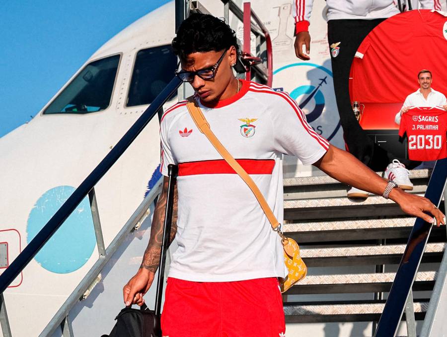 Richard Ríos y Benfica ya se encuentran en Dinamarca para el partido ante Aarhus FG. FOTO: <b>X SLBenfica</b>