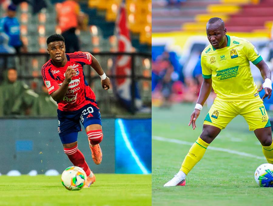 Jhon Edwin Montaño es el goleador del DIM en el Clausura. Émerson Batalla, exjugador del cuadro rojo, es el de los leopardos. Foto: Camilo Suárez y Colprensa 