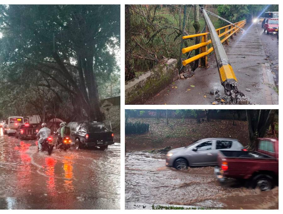 El aguacero ha estado acompañado de una fuerte ventisca y rayos sonoros. FOTO: EL COLOMBIANO