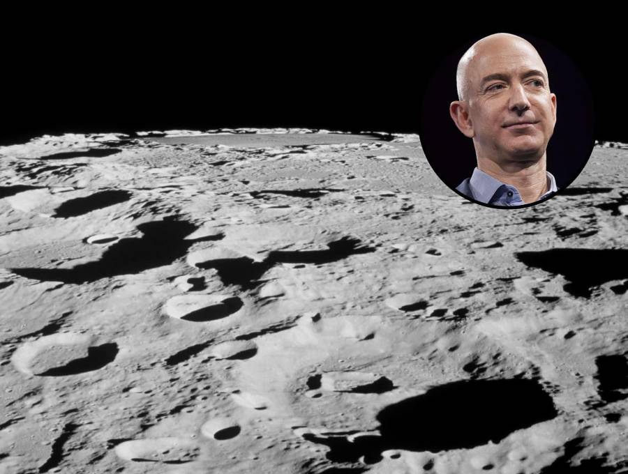 La primera parte de las misiones para construir la Base Lunar estará a cargo de Jeff Bezos y su compañía Blue Origin. FOTOS Cortesía Nasa y AFP