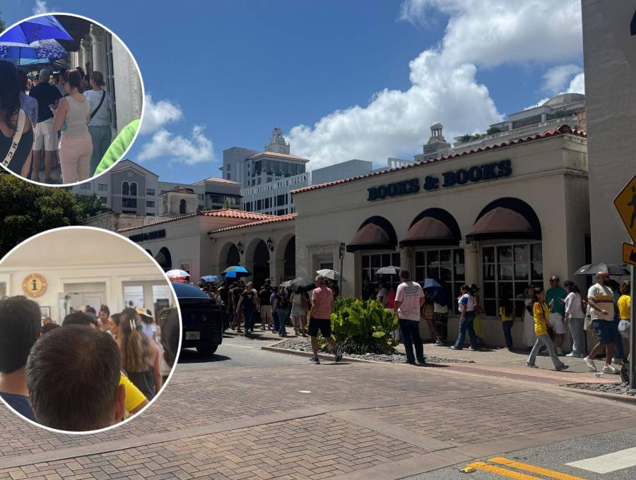 Largas filas de colombianos esperando votar en Miami. Foto: @ManuelaUruena