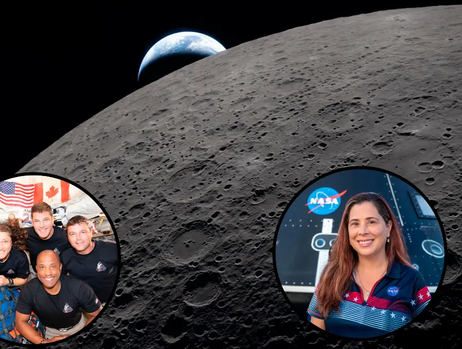 Los astronautas regresarán a la Tierra este viernes a las 7:00 de la noche, aproximadamente. La colombiana Liliana Villareal, a la derecha, es la respoonsable del aterrizaje y la recuperación de Artemis 2. FOTOS Cortesía Nasa