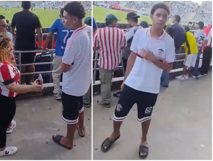 Lo que debía ser una tarde de fútbol finalizó en un penoso episodio de discriminación cuando una mujer y otros espectadores lo increparon por vestir chanclas. FOTO: Captura de video de redes sociales @criticolombia4