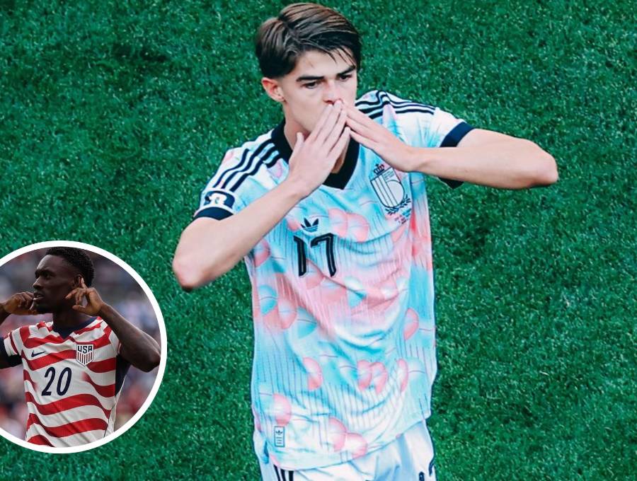 Charles De Ketelaere, de Bélgica, anotó doblete en el primer tiempo contra Estados Unidos. FOTO: Tomada de redes sociales @BelRedDevils y @balogun