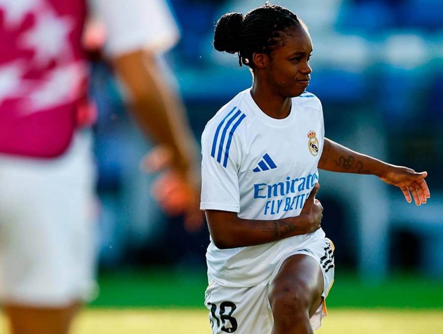 La futbolista vallecaucana Linda Caicedo es una de las figuras del cuadro madrileño femenino. FOTO: Tomada de X @RealMadridFem