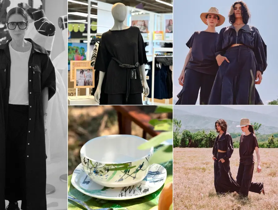 A la izquierda, María Elena Villamil. A la derecha, algunas piezas de esta colección que ya está disponible en El Éxito. FOTOS Cortesía