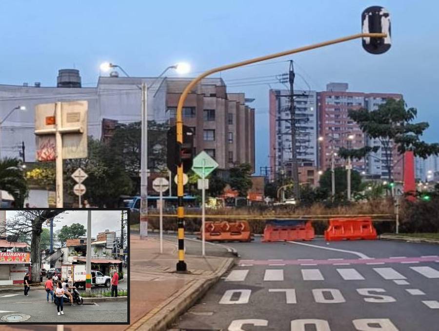 Adelante, la escena del crimen cerca del barrio San Isidro. Atrás, el cierre de la glorieta de Pilsen. FOTO: Cortesía.