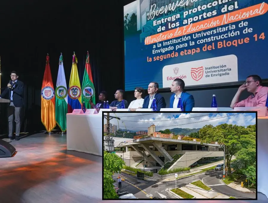 Evento de la entrega de los fondos para el bloque 14 de la Institución Universitaria de Envigado. FOTO: Cortesía