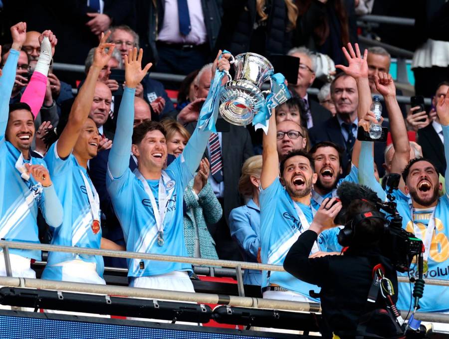 El festejo de los jugadores del Manchester City en Londres. FOTO GETTY