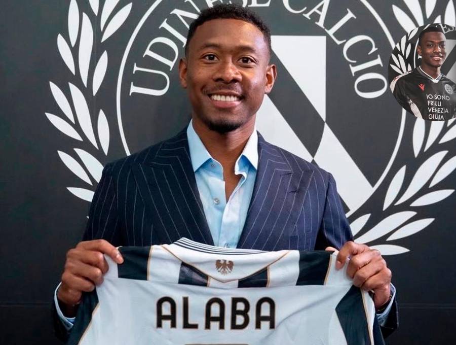 David Alaba ya posa con su nueva camiseta, la del Udinese. FOTO: <b>X Udinese_1896</b>