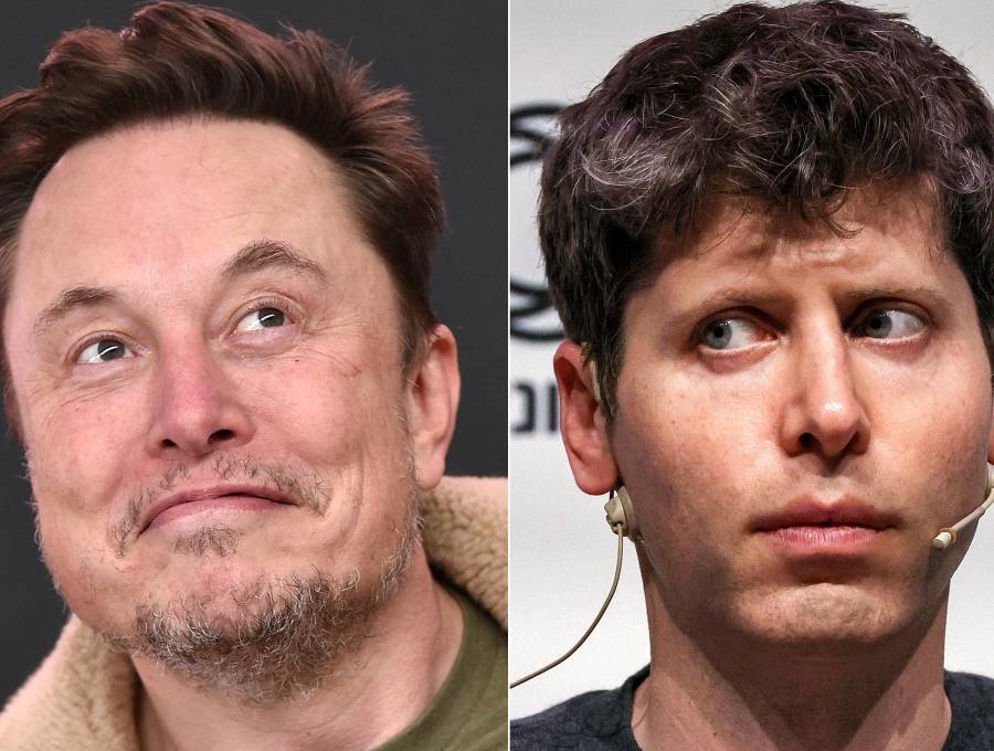 Sam Altman (der.), director ejecutivo de OpenAI, ha declarado en el juicio que Elon Musk (izq.) inició contra la compañía creadora de ChatGPT. FOTO LISA O'CONNOR Y JACK GUEZ/AFP