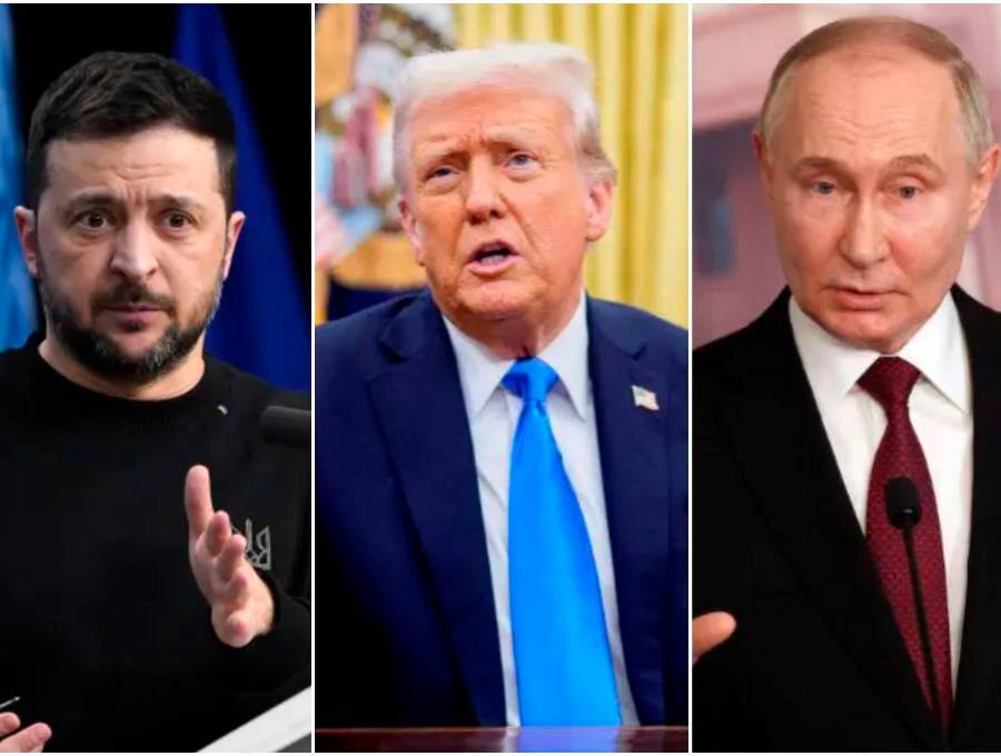 El presidente ucraniano Volodimir Zelenski aseguró que no “traicionará” a su país tras conocer las condiciones del acuerdo presentado por el presidente de Estados Unidos, Donald Trump. El mandatario ruso Vladimir Putin, por su parte, amenazó con conquistar más territorio si Kiev rechaza el plan. FOTOS: Getty y AFP 