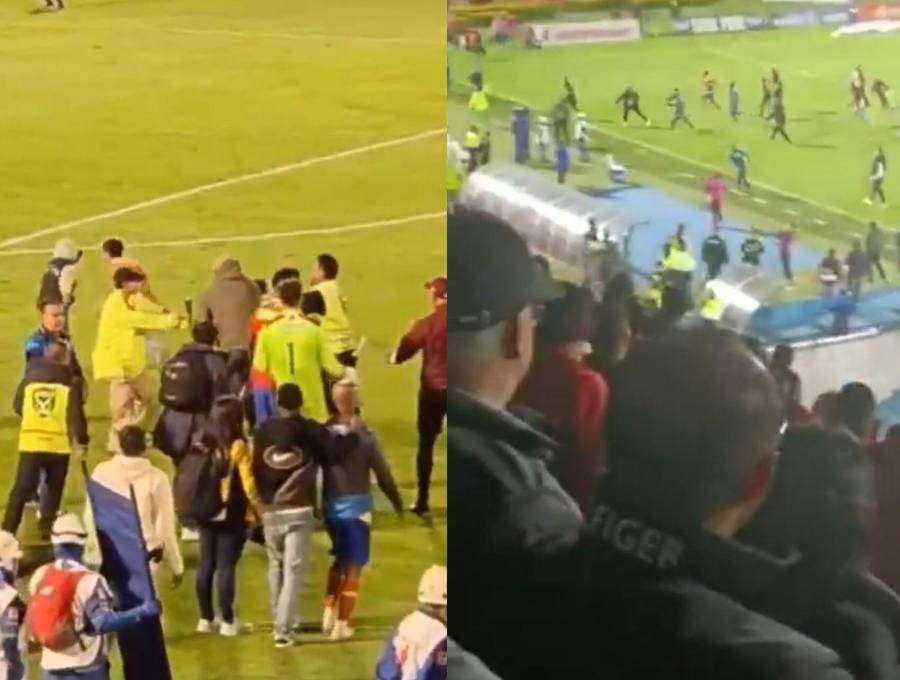 El partido entre Deportivo Pasto vs Deportes Tolima terminó en desmanes provocados por la hinchada local. Fotos: Capturas videos redes sociales 