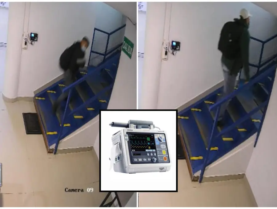 Los ladrones y el elemento hurtado de la sede de Bellosalud en el barrio Rosalpi. Foto: Cortesía