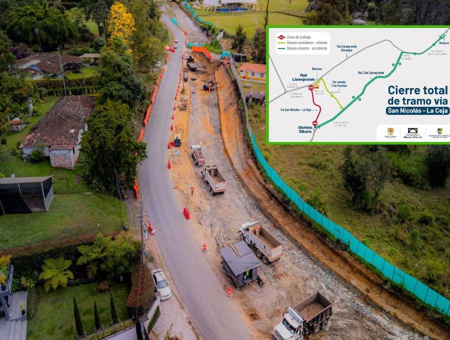 Tramo vial que se está construyendo en el Oriente antioqueño. FOTO: Cortesía