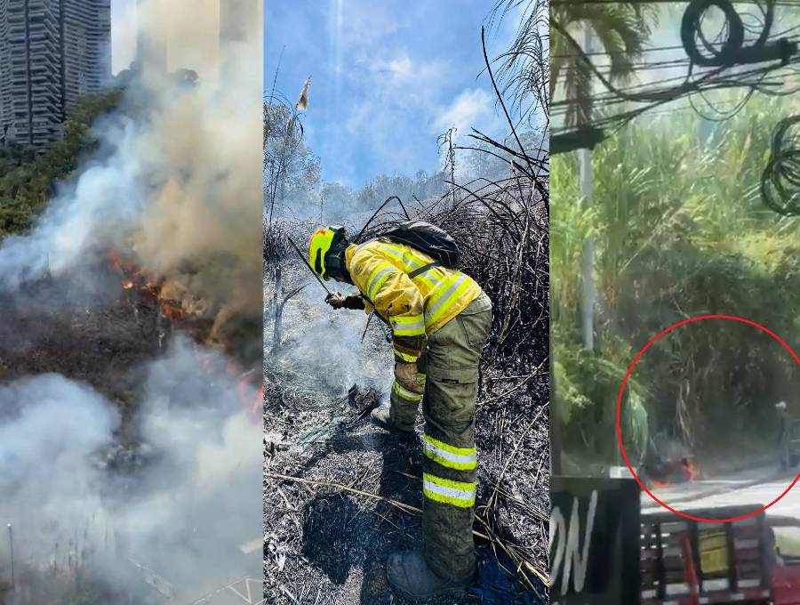 Incendio en vía Las Palmas fue provocado, confirmó el alcalde de Medellín, Federico Gutiérrez. Fotos: X @FicoGutierrez - @DAGRDMedellin