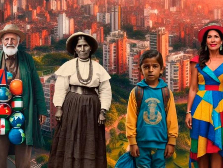 Octavio, Mercedes, Miguelito y Gloria son los protagonistas del documental <i>Un Poblado más allá del turismo</i> que se creó con IA y cuenta la transformación de este sector de Medellín. FOTO Cortesía