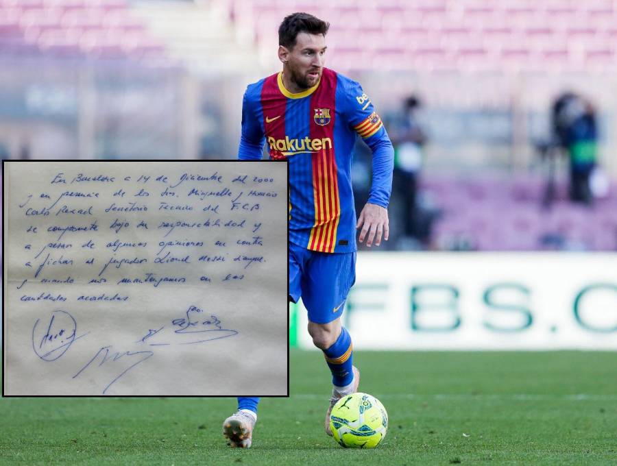 La firma de una servilleta fue el comienzo de una historia gloriosa de Lionel Messi en el FC Barcelona. Fotos; Getty Images y AFP