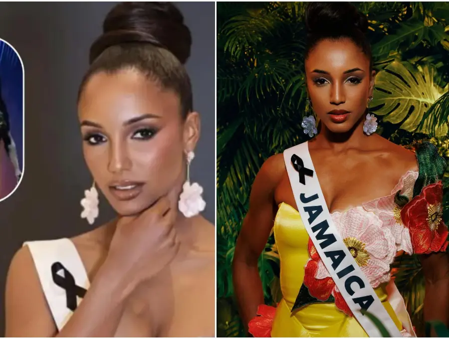 La representante de Jamaica en Miss Universo 2025, Gabrielle Henry, sufrió una grave caída en medio de un evento del concurso. FOTO: Captura video de redes sociales y @MissUniverse 