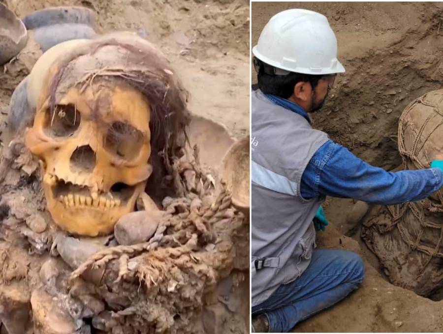 Un sorprendente hallazgo se produjo en Lima, Perú, cuando obreros instalaban tuberías. FOTOS: Empresa Cálidda
