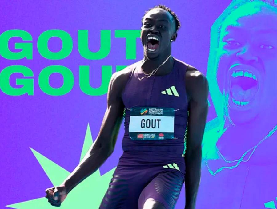 El atleta australiano Gout Gout es uno de los mejores prospectos del atletismo mundial. Foto: Getty. Diseño: El Colombiano