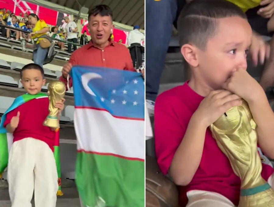 El padre del niño de Uzbekistán agradeció a los hinchas colombianos por el gesto que tuvieron con su hijo. FOTOS: Tomada de Instagram @khatamov.bektosh