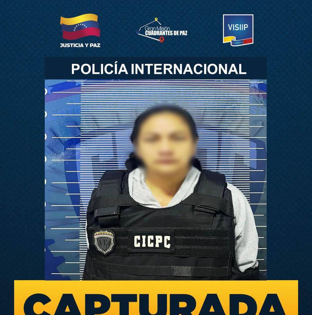 La mujer era buscada con circular azul de Interpol. Foto: cortesía