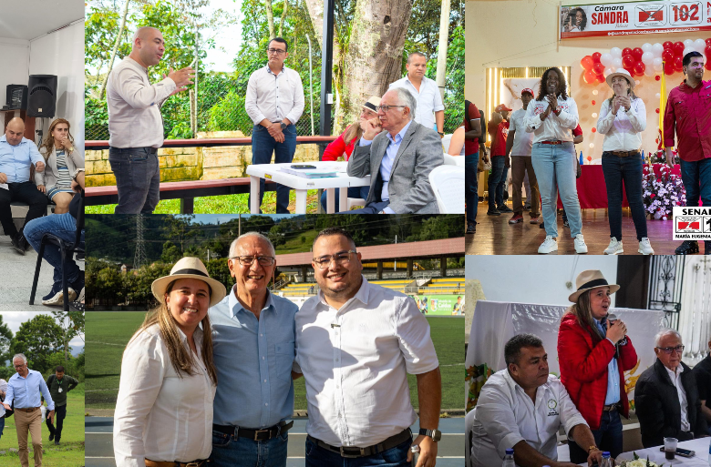 Durante el 2025, Lopera recorrió Antioquia con Jaramillo haciendo promesas de hospitales y equipos médicos. Ahora sale de viaje con Julián Bedoya, para sellar alianzas políticas por todo el país. FOTOS: Redes sociales.