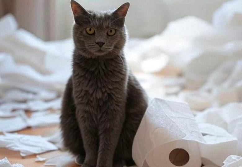 ¿Por qué a los gatos les gusta desordenar el papel higiénico?