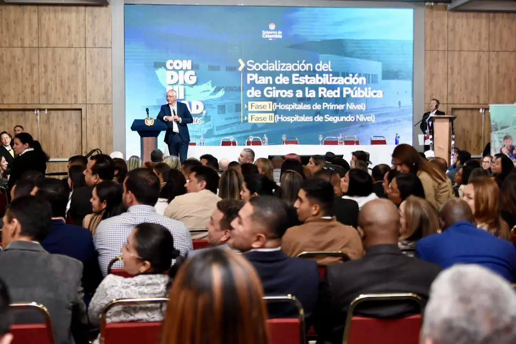 El ministro de Salud, Guillermo Jaramillo, durante la presentación del “Plan de Estabilización de Giros a la Red Pública”. FOTO CORTESÍA