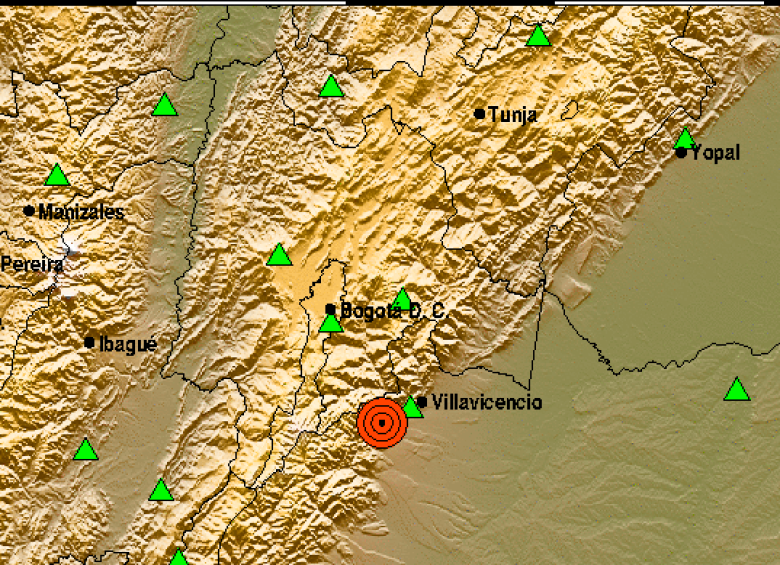 El epicentro del temblor fue a 10 kilómetros del casco urbano del municipio de Acacías, en el Meta. FOTO: TOMADA DE TWITTER @sgcol