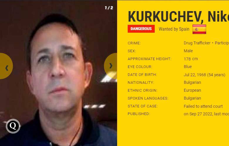 Así aparece Nikolay Kurkuchev en la lista de los 64 fugitivos más buscados de Europol. El búlgaro está involucrado en una red internacional que trafica cocaína colombiana hacia el Viejo Continente. FOTO cortesía europol
