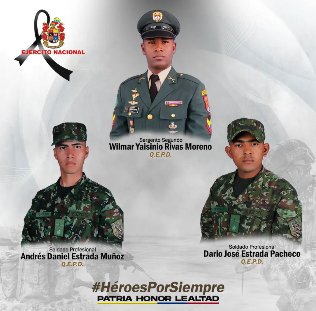 Estos son los militares muertos durante el ataque con drones de las disidencias. FOTO CORTESÍA