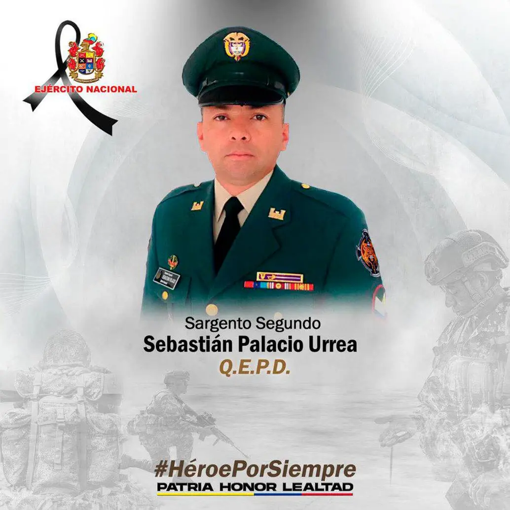 El sargento segundo Sebastián Palacio Urrea falleció en medio de combates con el Clan del Golfo en la vereda Cedral, de Ituango. FOTO Cortesía