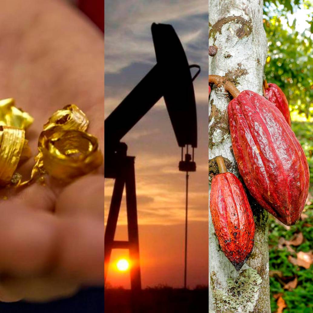 El oro, el barril de petróleo y el cacao cuentan con buenos precios en el mercado actualmente. FOTO: AFP y El Colombiano