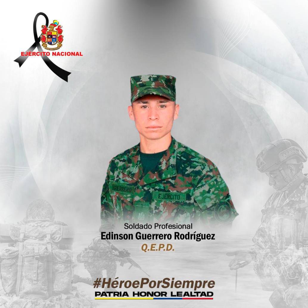 El soldado profesional Édinson Guerrero fue asesinado por el ELN en Teorama, Norte de Santander. FOTO: CORTESÍA EJÉRCITO.