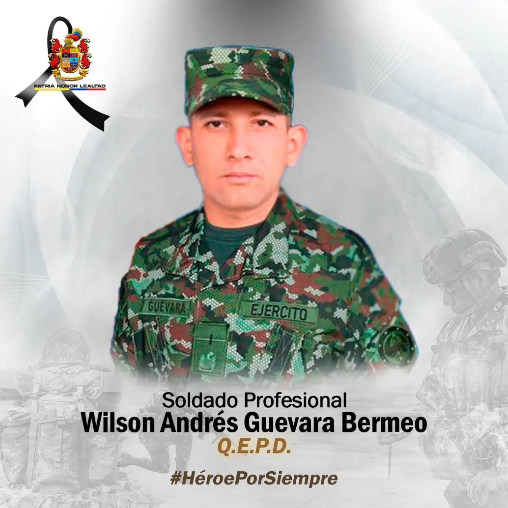 Con esta imagen, el Ejército le rindió homenaje a Wilson Guevara, el soldado asesinado en Norte de Santander. FOTO: CORTESÍA DEL EJÉRCITO.