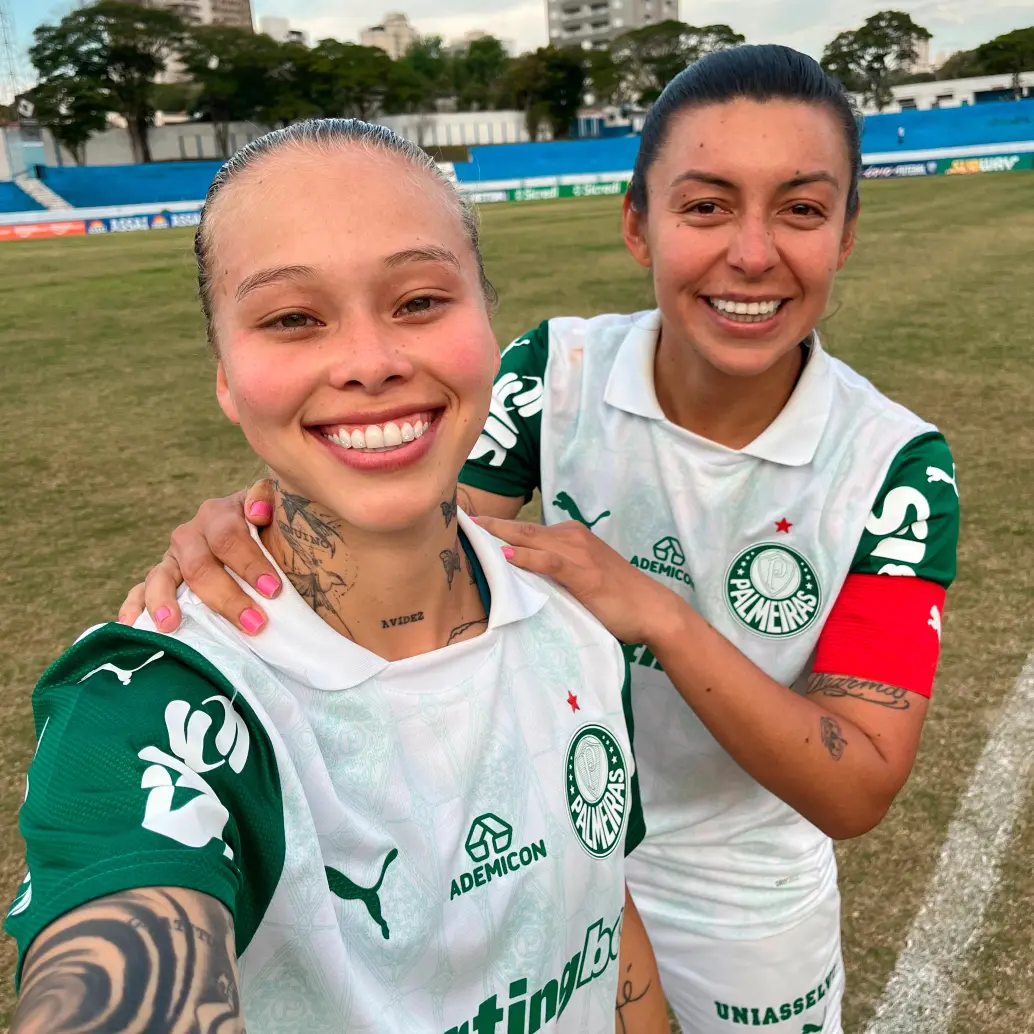 Ana Guzmán y Yoreli Rincón marcan su primer tanto en el Paulista Femenino. Foto: Tomada de redes @Palmeiras_FEM