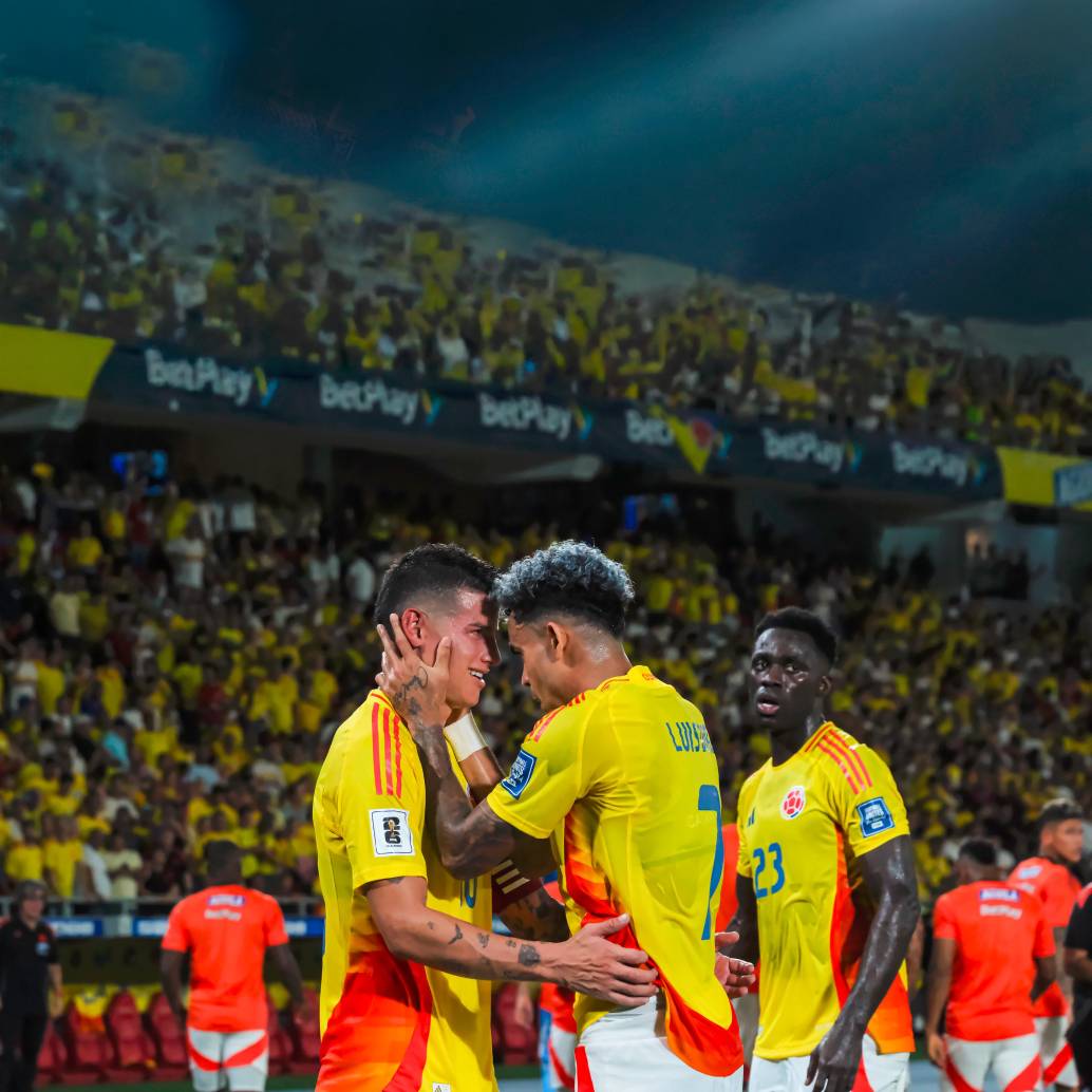 James Rodríguez, Luis Díaz y Dávinson Sánchez, tres bastiones en el equipo que orienta el argentino Néstor Lorenzo. <span class="mln_uppercase_mln">FOTO</span> <b><span class="mln_uppercase_mln">getty</span></b>